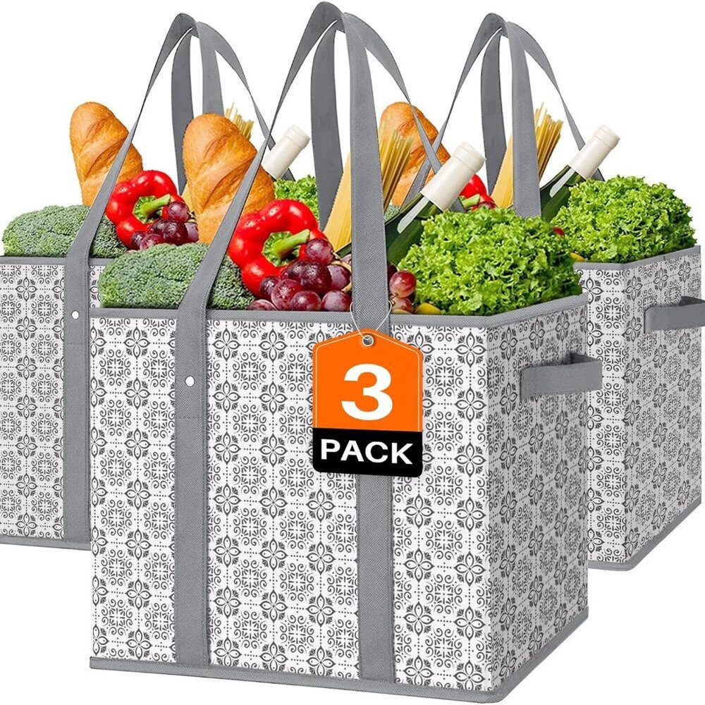Reusable Grocery Bags [3 Pack],Large Grocery Tote Bag Water Resistant Shopping B